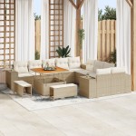 vidaXL Set de canapele pentru grădină cu pernă 13 pcs Bej și crem