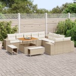 vidaXL Set de canapele pentru grădină cu pernă 13 pcs Bej și crem