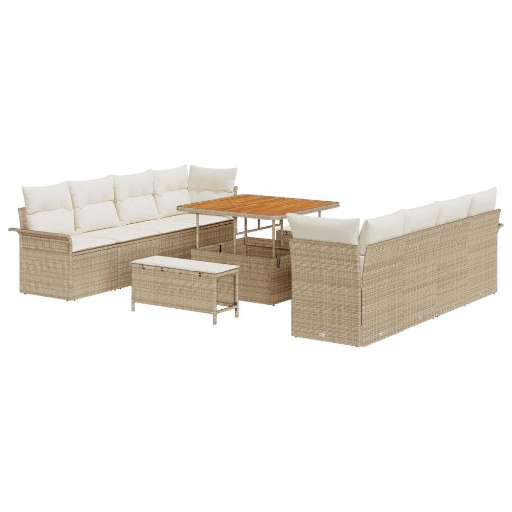 vidaXL Set de canapele pentru grădină cu pernă 11 pcs Bej și crem