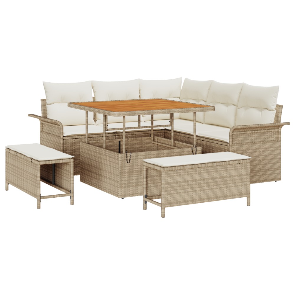 vidaXL Set de canapele pentru grădină cu pernă 8 pcs Bej și crem