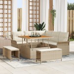 vidaXL Set de canapele pentru grădină cu pernă 8 pcs Bej și crem