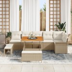 vidaXL Set de canapele pentru grădină cu pernă 9 pcs Bej și crem