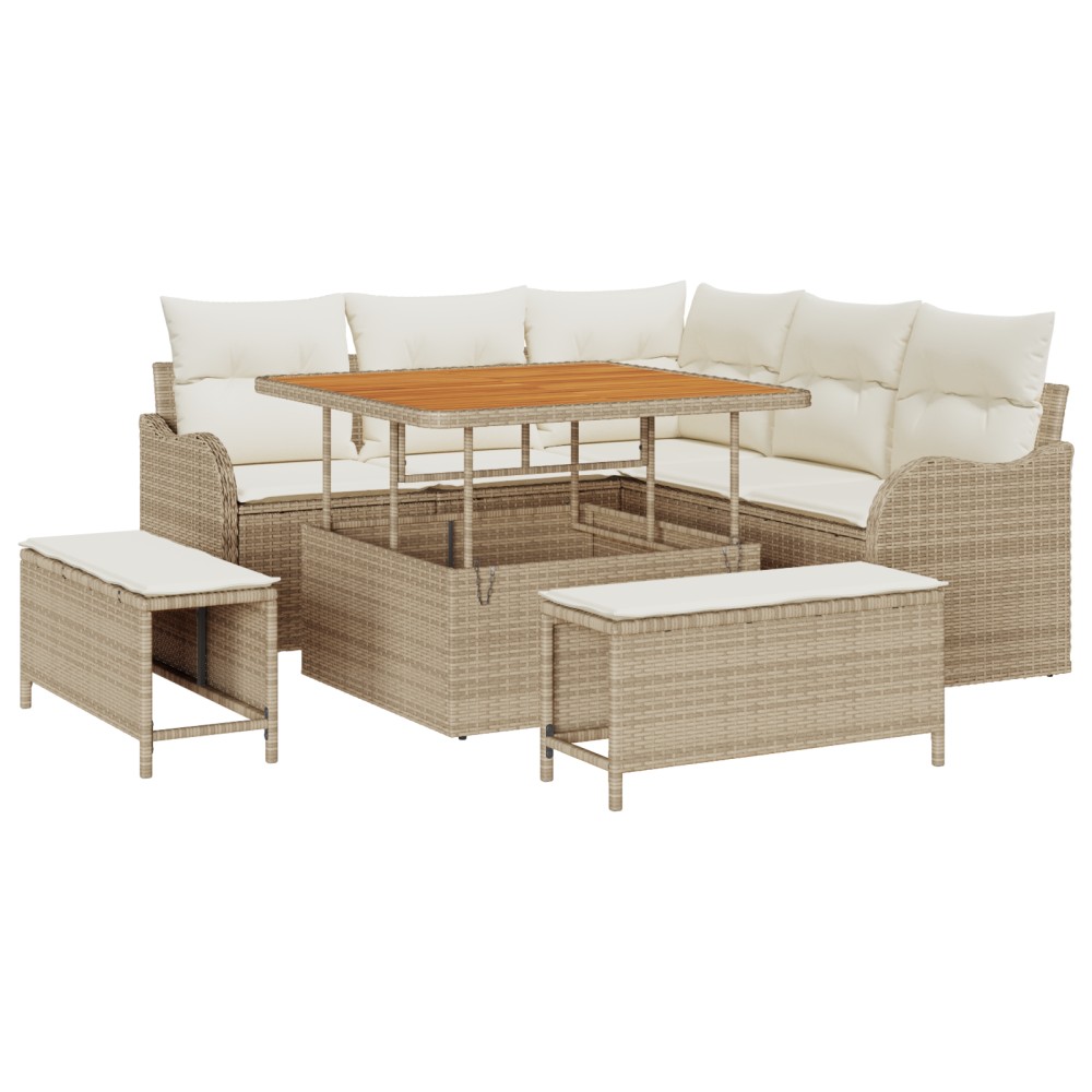 vidaXL Set de canapele pentru grădină cu pernă 8 pcs Bej și crem