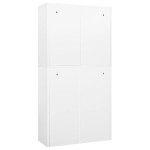 vidaXL Dulap de birou, alb, 90x40x180 cm, oțel/sticlă securizată
