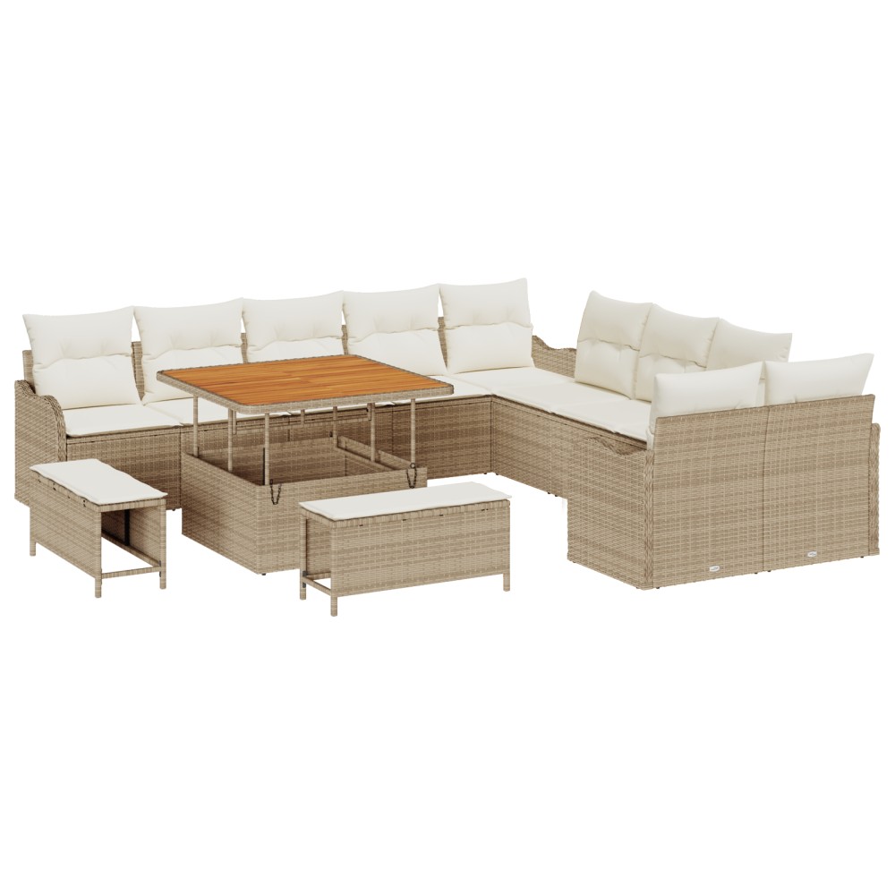 vidaXL Set de canapele pentru grădină cu pernă 13 pcs Bej și crem