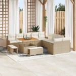vidaXL Set de canapele pentru grădină cu pernă 13 pcs Bej și crem