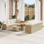 Set canapea de grădină vidaXL cu 11 piese și perne bej din ratan sintetic și acacia Set canapea de grădină vidaXL cu 11 piese și perne bej din ratan sintetic și acacia
