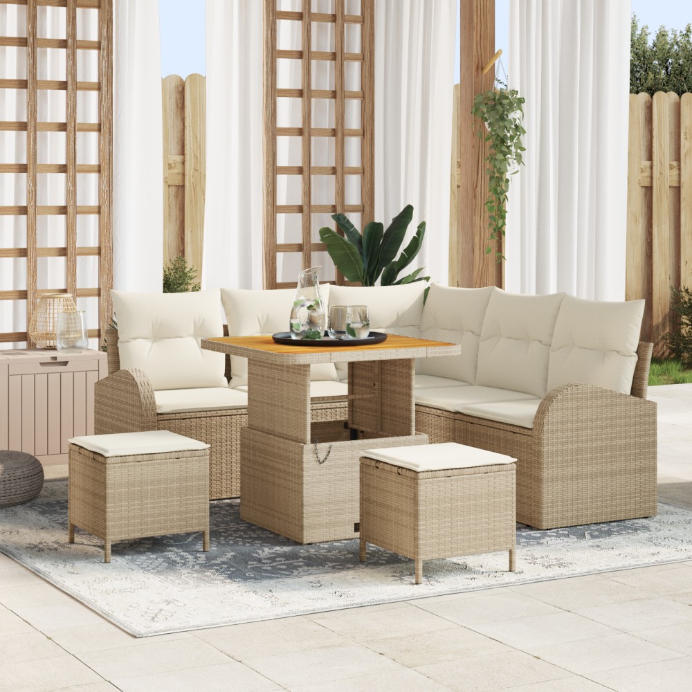 vidaXL Set de canapele pentru grădină cu pernă 8 pcs Bej, crem