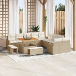 vidaXL Set de canapele pentru grădină cu pernă 13 pcs Bej și crem vidaXL Set de canapele pentru grădină cu pernă 13 pcs Bej și crem
