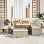 vidaXL Set de canapele pentru grădină cu pernă 8 pcs Bej și crem
