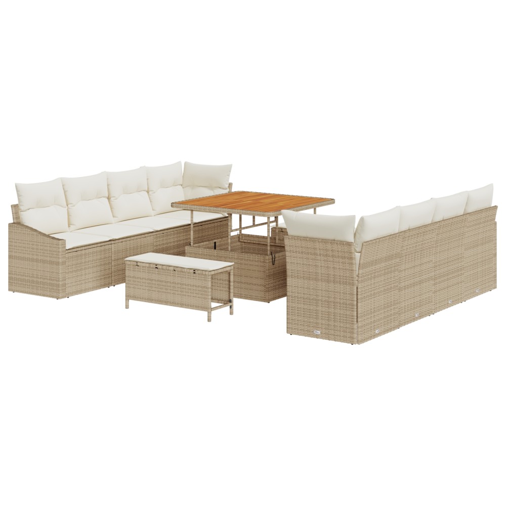 vidaXL Set de canapele pentru grădină cu pernă 11 pcs Bej și crem