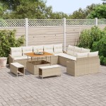 vidaXL Set de canapele pentru grădină cu pernă 13 pcs Bej și crem