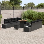 vidaXL Set de canapele pentru grădină cu pernă cu pernă 11 pcs Negru
