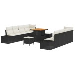vidaXL Set de canapele pentru grădină cu pernă 11 pcs Negru și Crem