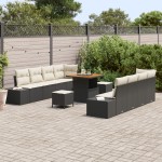 vidaXL Set de canapele pentru grădină cu pernă 11 pcs Negru și Crem