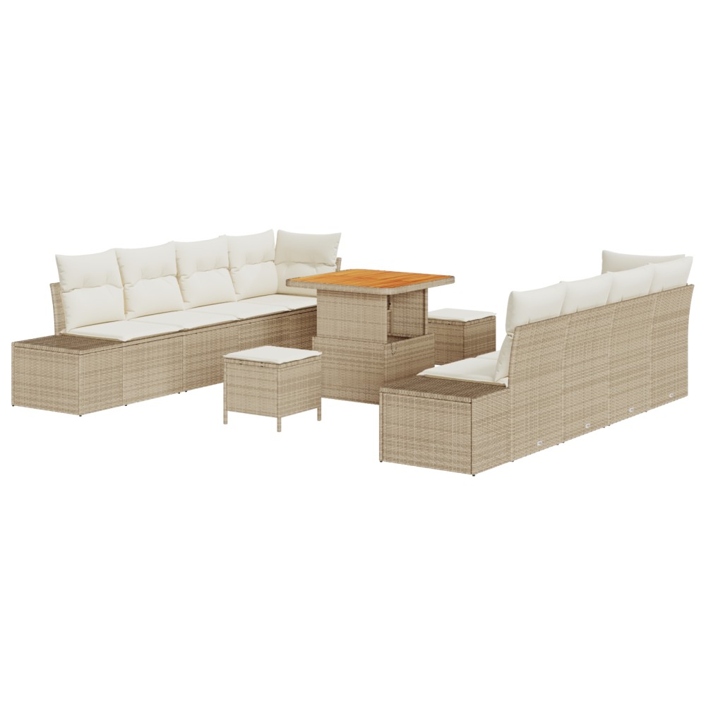 vidaXL Set de canapele pentru grădină cu pernă 11 pcs Bej și crem