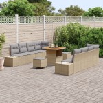 Set canapea de grădină vidaXL cu 11 piese cu perne Bej Ratan Poli Acacia Set canapea de grădină vidaXL cu 11 piese cu perne Bej Ratan Poli Acacia
