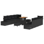 vidaXL Set de canapele pentru grădină 11 pcs Negru 90 x 55 x 71 cm
