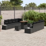 vidaXL Set de canapele pentru grădină 11 pcs Negru 90 x 55 x 71 cm