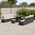 vidaXL Set de canapele pentru grădină cu pernă 11 pcs Negru și Crem
