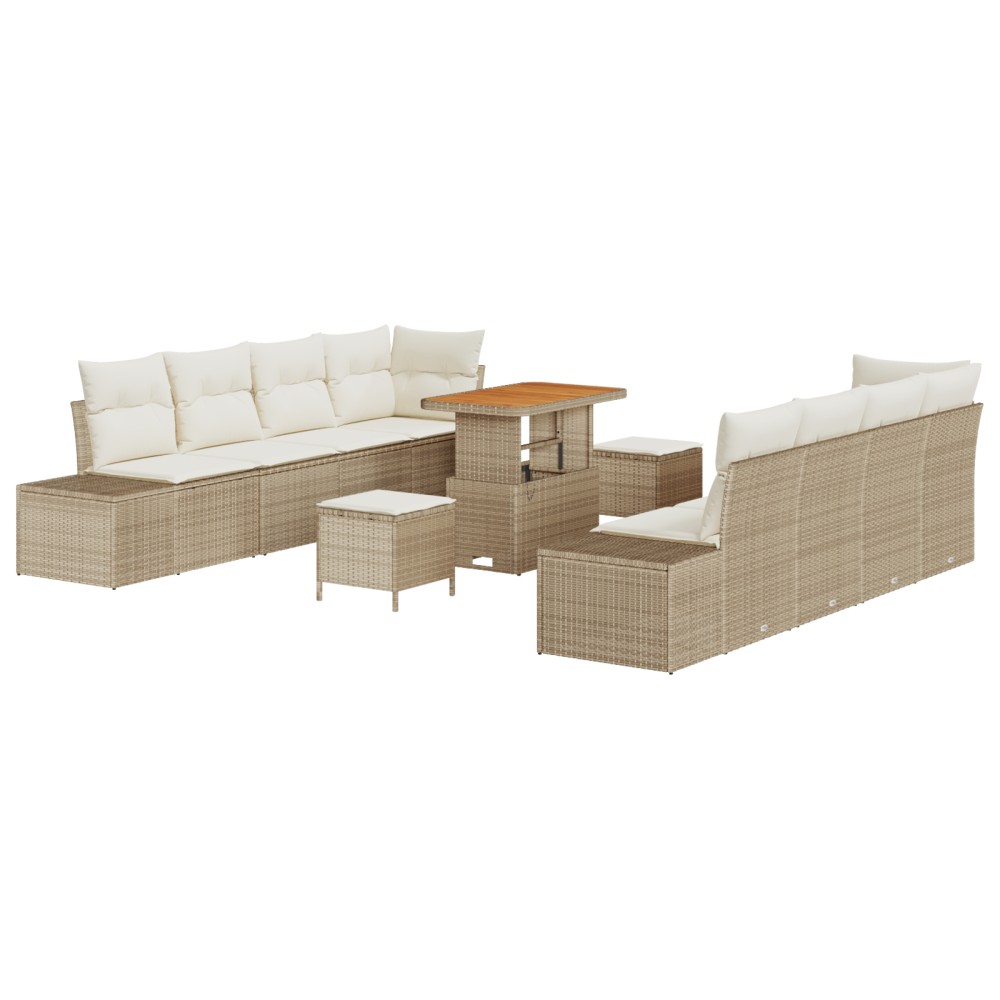 vidaXL Set de canapele pentru grădină cu pernă 11 pcs Bej și crem