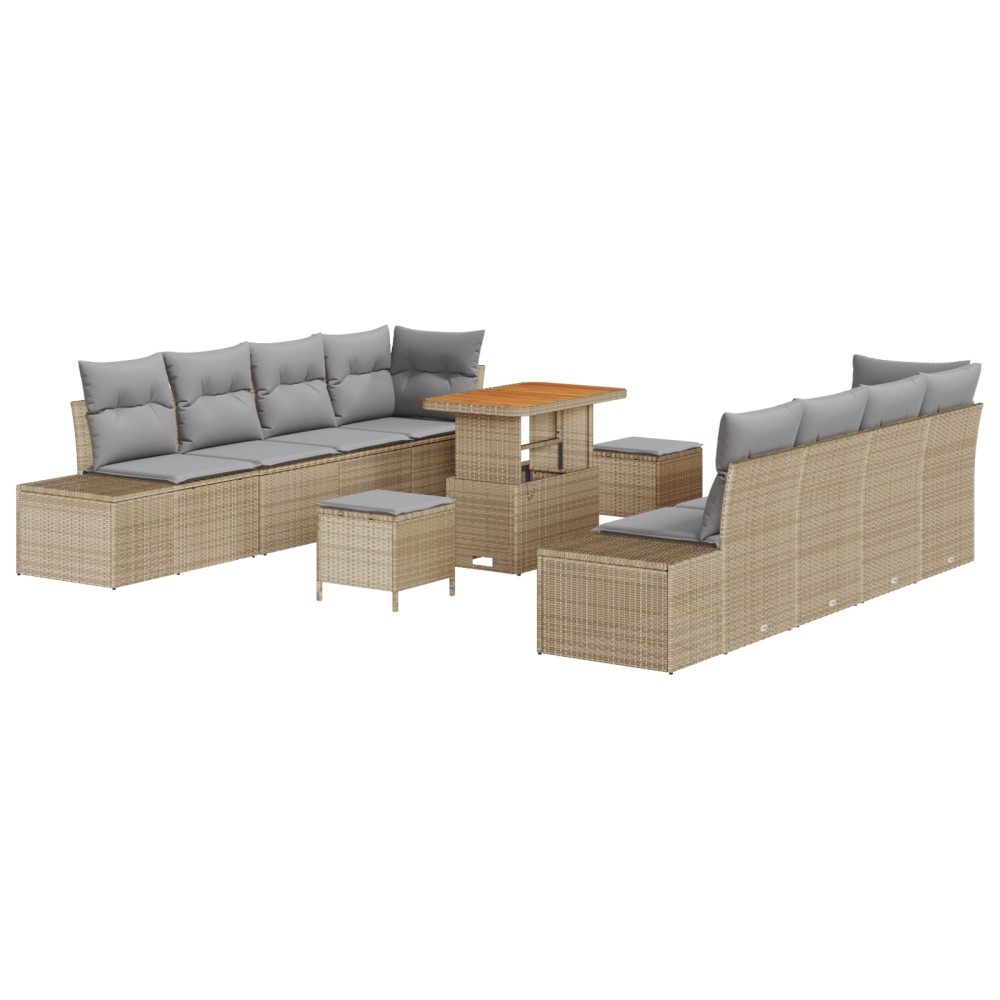 vidaXL Set de canapele pentru grădină 11 pcs Beige și gri deschis