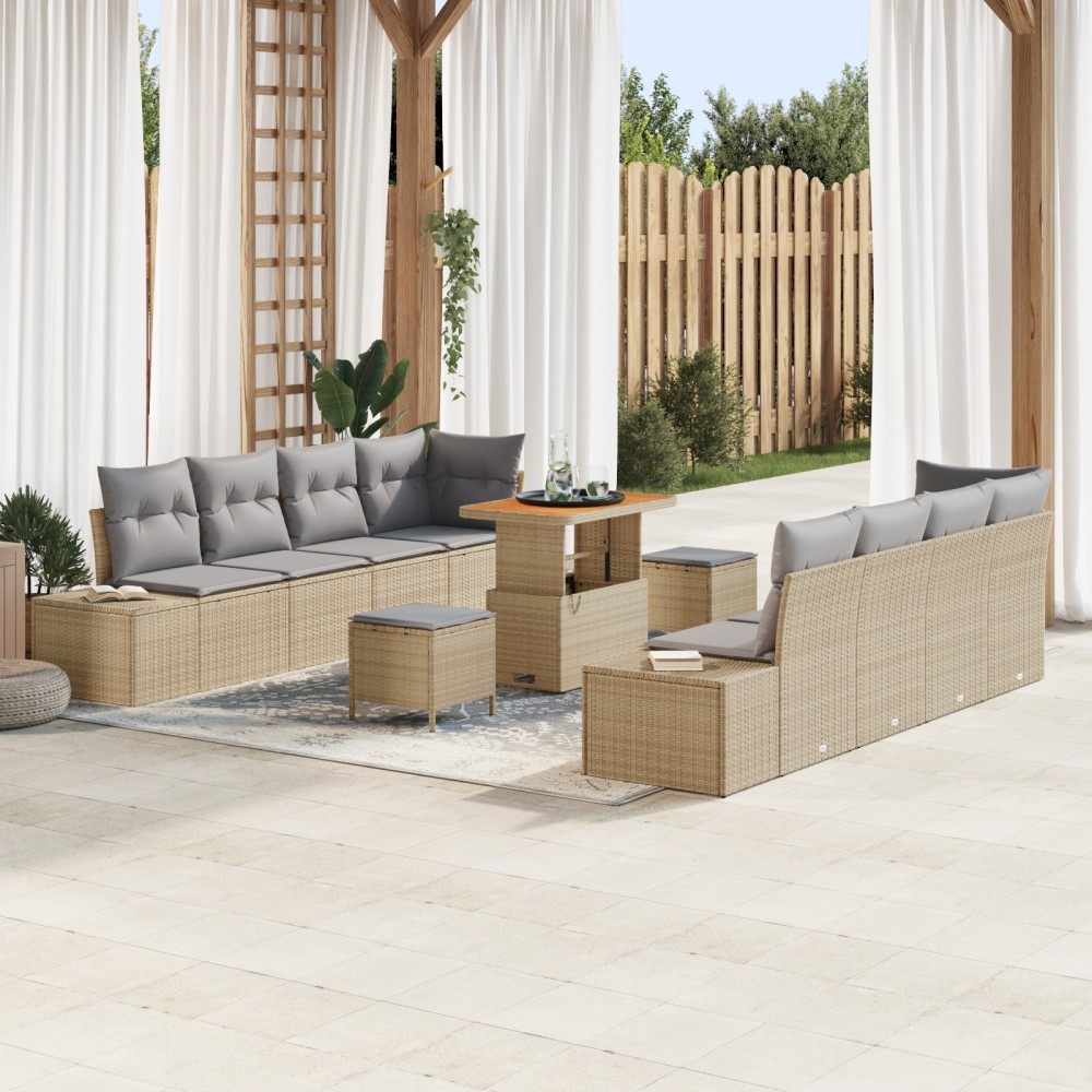 vidaXL Set de canapele pentru grădină 11 pcs Beige și gri deschis
