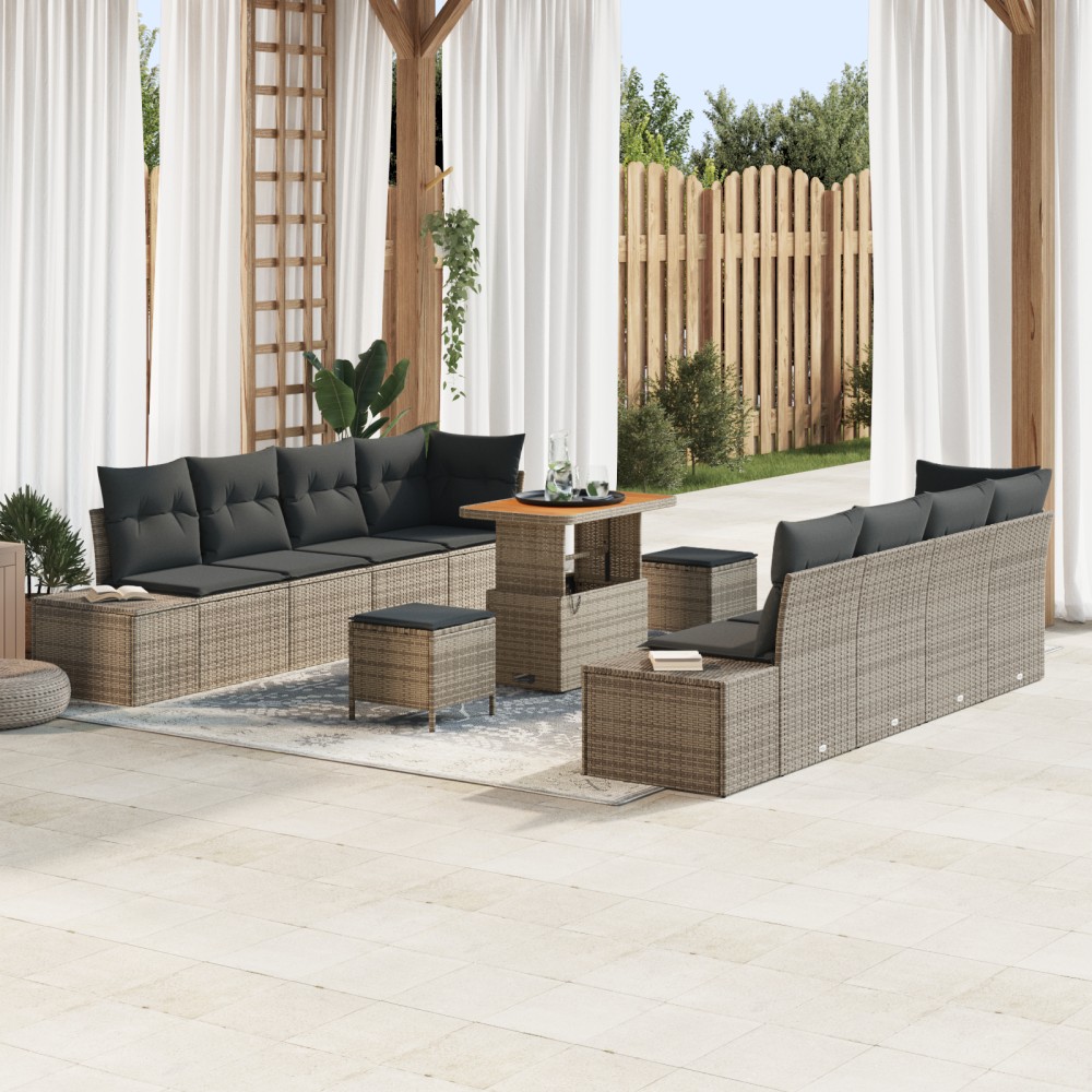 vidaXL Set de canapele pentru grădină 11 pcs Gri deschis și gri închis