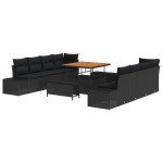 vidaXL Set de canapele pentru grădină 11 pcs Negru 100 x 100 x 71 cm