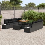 vidaXL Set de canapele pentru grădină 11 pcs Negru 100 x 100 x 71 cm