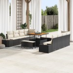 vidaXL Set de canapele pentru grădină cu pernă 11 pcs Negru și Crem