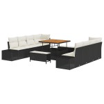 vidaXL Set de canapele pentru grădină cu pernă 11 pcs Negru și Crem