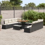 vidaXL Set de canapele pentru grădină cu pernă 11 pcs Negru și Crem