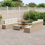 vidaXL Set Sofa Grădină de 11 Piese cu Perne Bej Ratan Poli Acacia