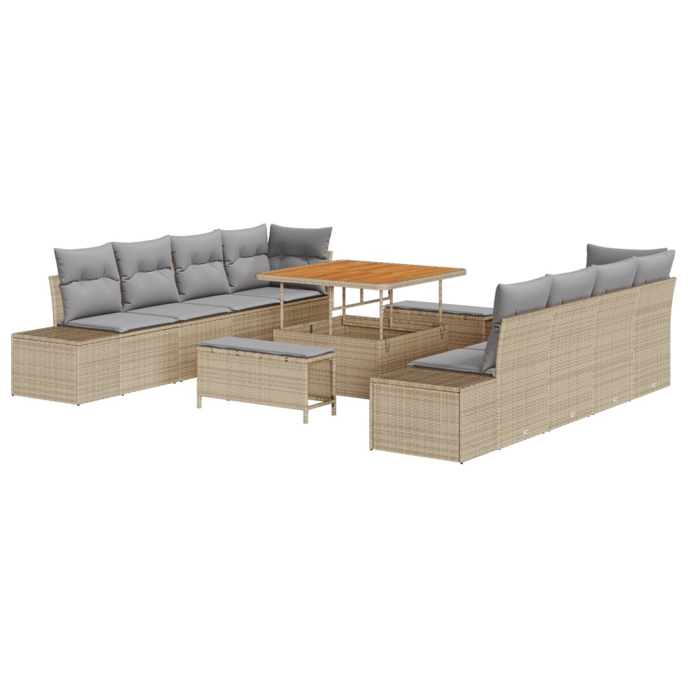 vidaXL Set de canapele pentru grădină 11 pcs Beige și gri deschis