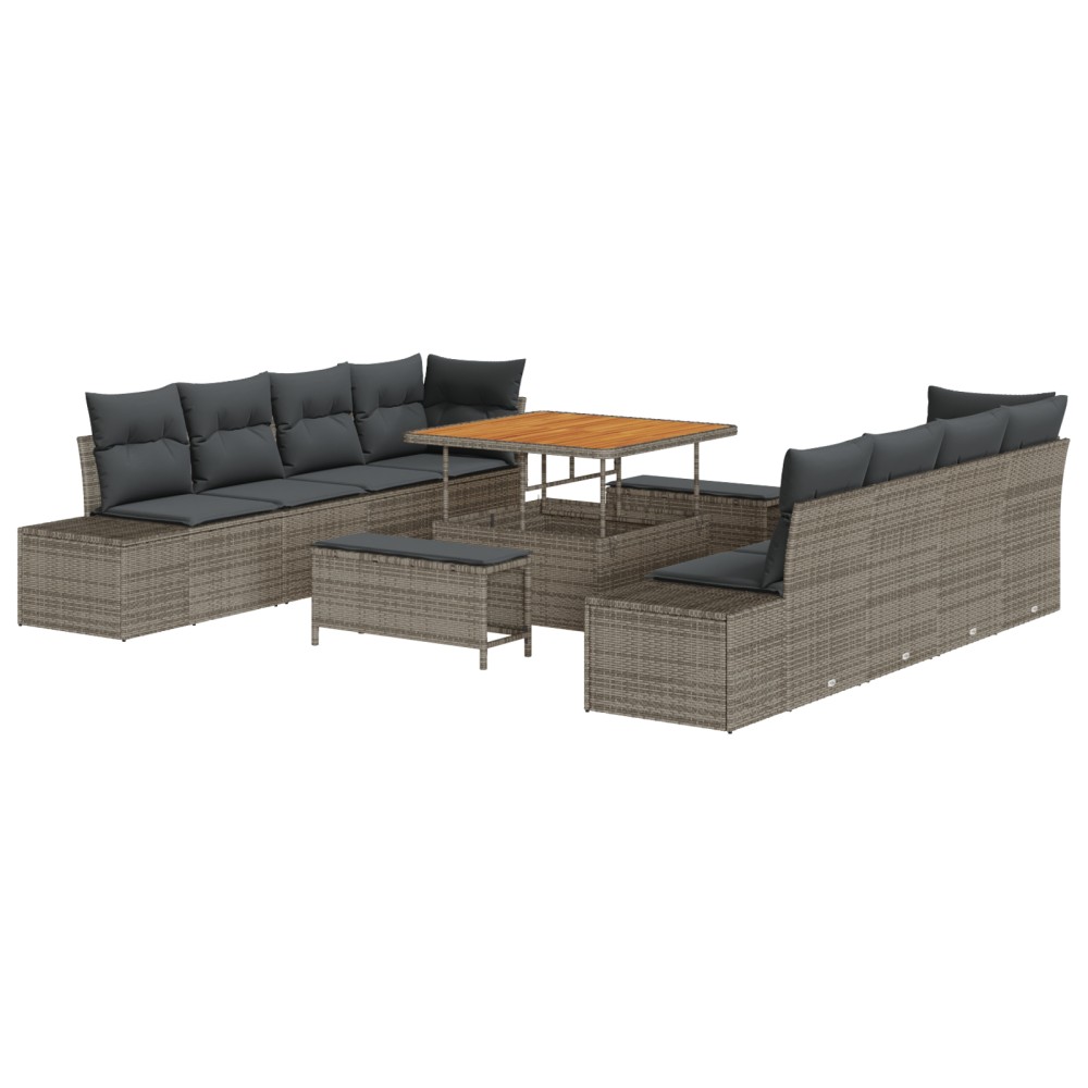 vidaXL Set de canapele pentru grădină 11 pcs Gri deschis și gri închis