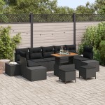 vidaXL Set de canapele pentru grădină 10 pcs Negru 90 x 55 x 71 cm vidaXL Set de canapele pentru grădină 10 pcs Negru 90 x 55 x 71 cm