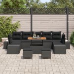 vidaXL Set de canapele pentru grădină 10 pcs Negru 90 x 55 x 71 cm vidaXL Set de canapele pentru grădină 10 pcs Negru 90 x 55 x 71 cm