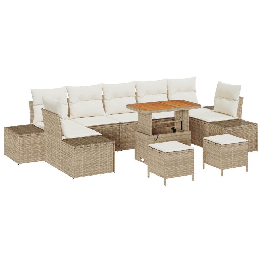 vidaXL Set de canapele pentru grădină cu pernă 10 pcs Bej și crem