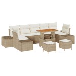 vidaXL Set de canapele pentru grădină cu pernă 10 pcs Bej și crem