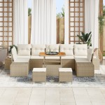 vidaXL Set de canapele pentru grădină cu pernă 10 pcs Bej și crem