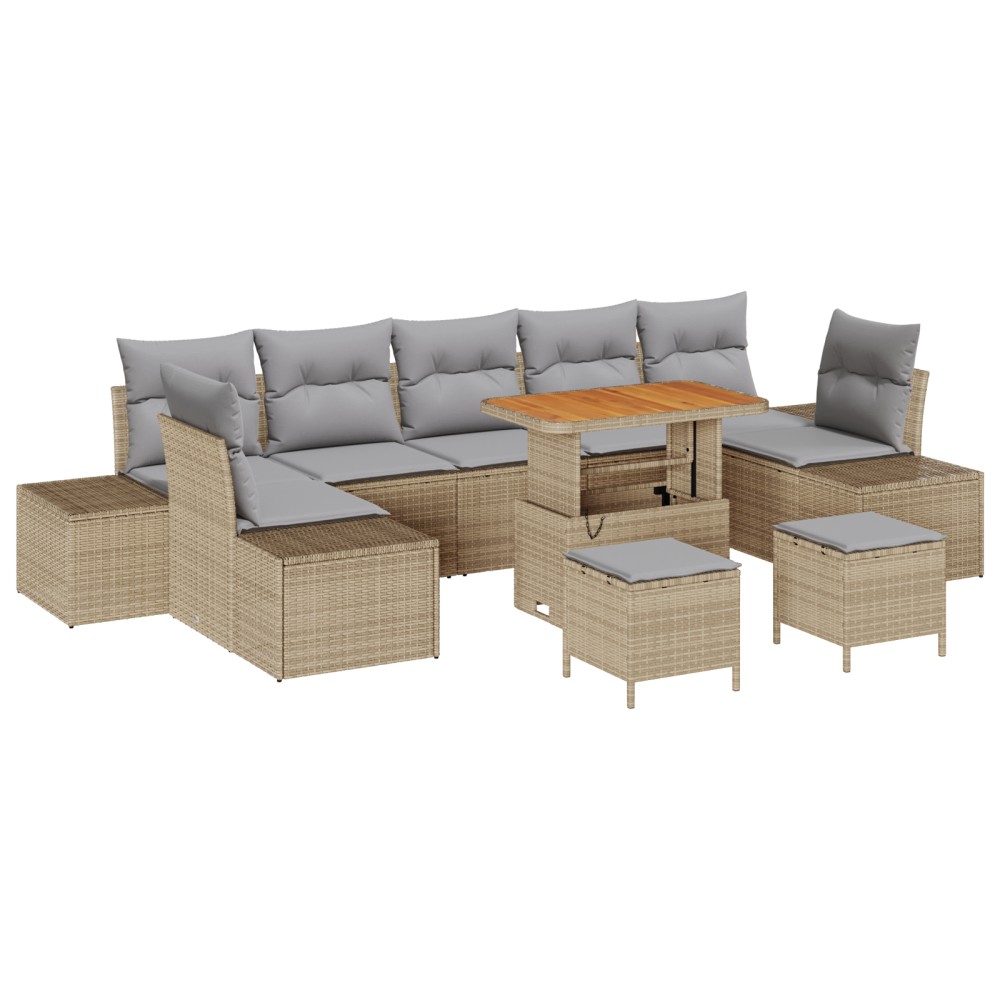 vidaXL Set de canapele pentru grădină 10 pcs Beige și gri deschis