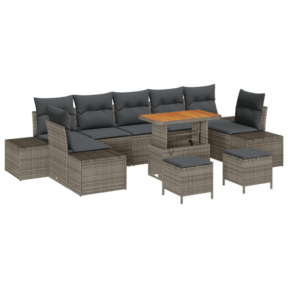 vidaXL Set de canapele pentru grădină 10 pcs Gri deschis și gri închis
