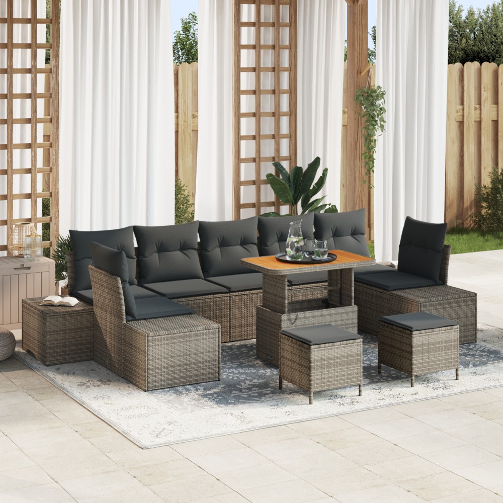 vidaXL Set de canapele pentru grădină 10 pcs Gri deschis și gri închis