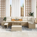 vidaXL Set de canapele pentru grădină cu pernă 9 pcs Bej și crem