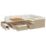 vidaXL Set de canapele pentru grădină cu pernă 12 pcs Bej Rattan poli