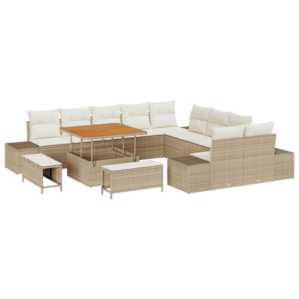 vidaXL Set de canapele pentru grădină cu pernă 13 pcs Bej și crem