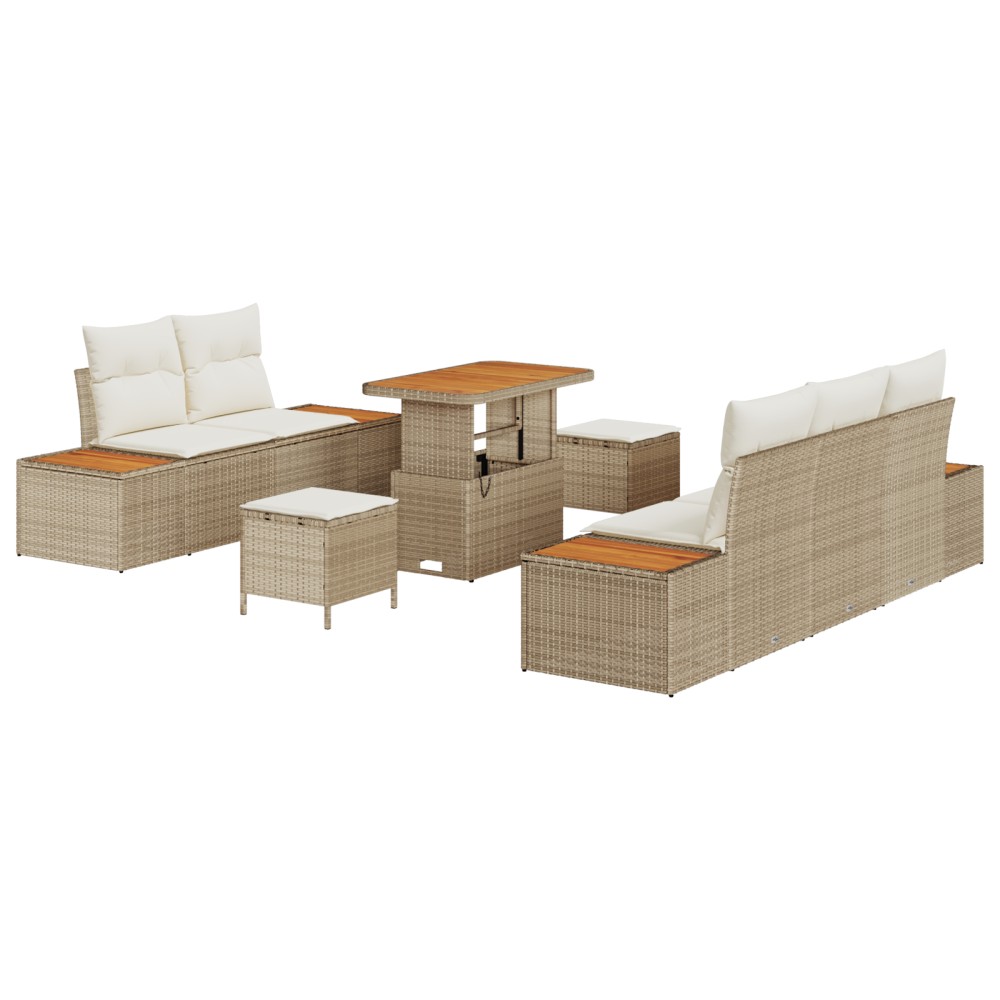 vidaXL Set de canapele pentru grădină cu pernă 8 pcs Bej și crem