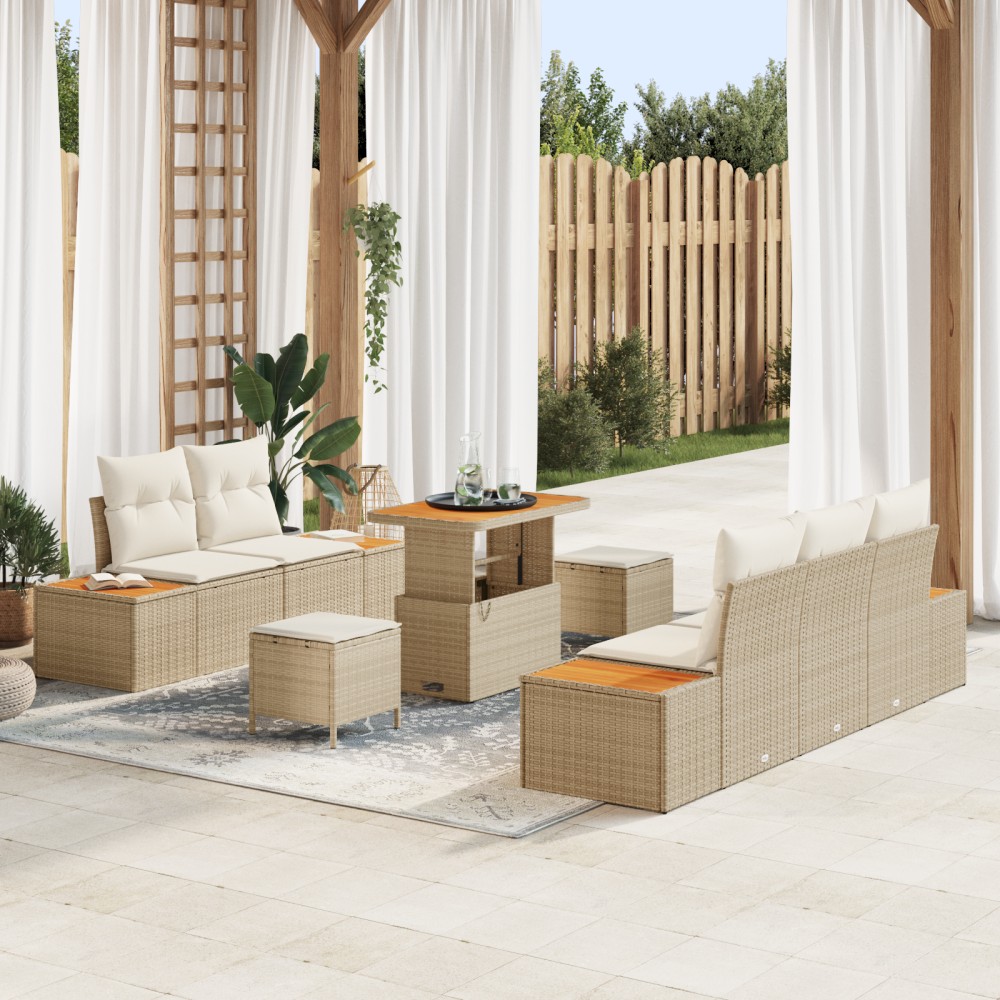 vidaXL Set de canapele pentru grădină cu pernă 8 pcs Bej și crem