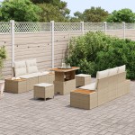 vidaXL Set de canapele pentru grădină cu pernă 8 pcs Bej și crem